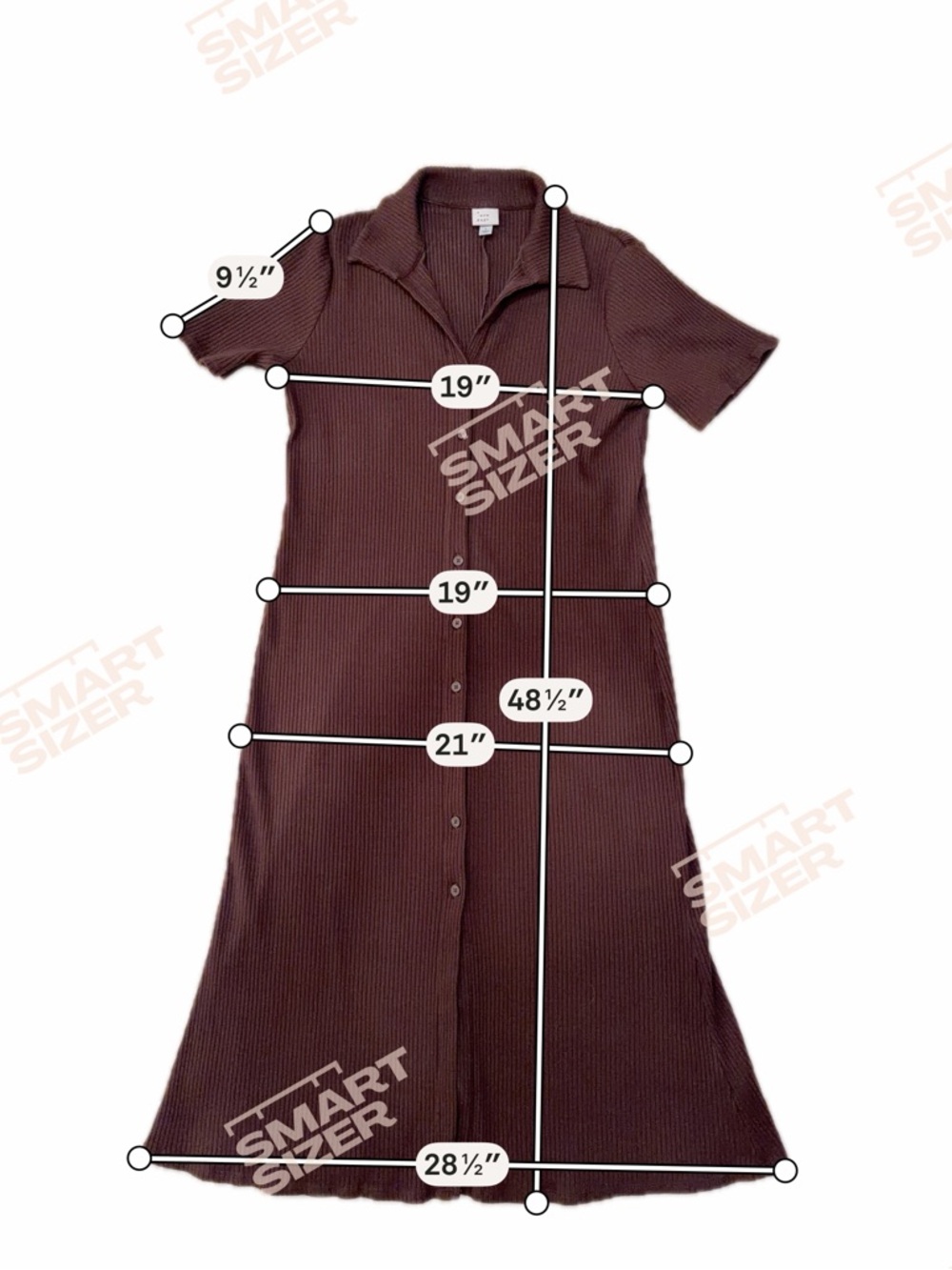A New Day Women’s Brown Button-Front Collared Midi Dress - Picture 3 of 5